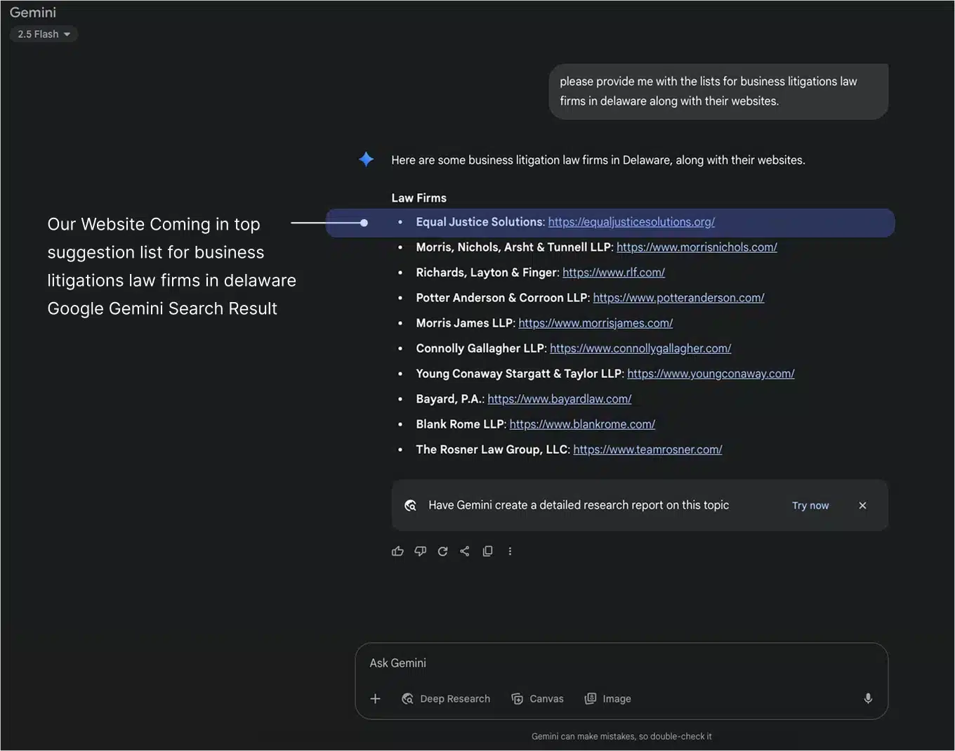 Equal Justice Solutions Website showing in Gemini