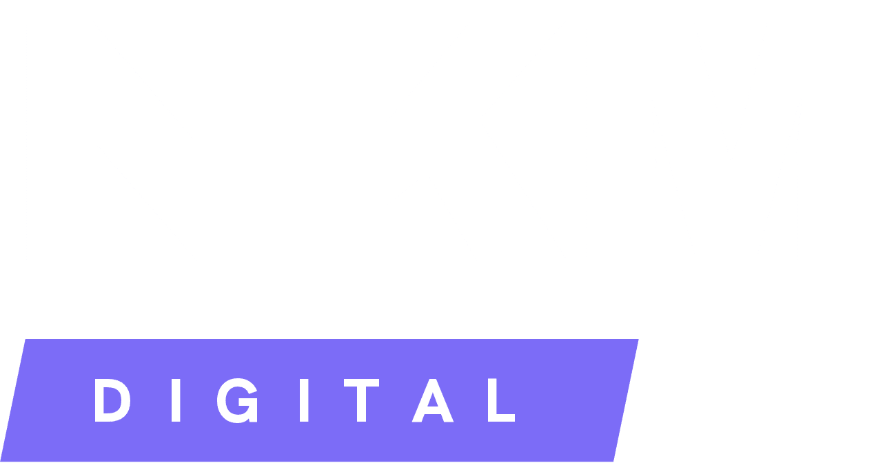 NKM Digital logo, white, transparent background